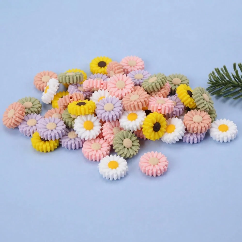 10/12/20pcs MultiColor Silicone Beads, Daisy Sunflower Monstera