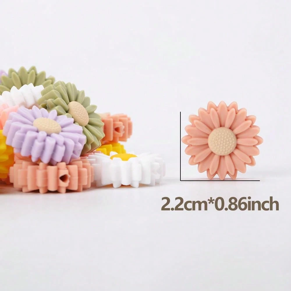 10/12/20pcs MultiColor Silicone Beads, Daisy Sunflower Monstera