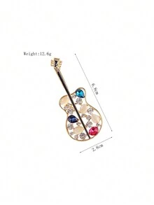 1只韓國時尚合金小提琴造型胸針,帶彩色水滴貼紙 - 彩色 - 查看 3