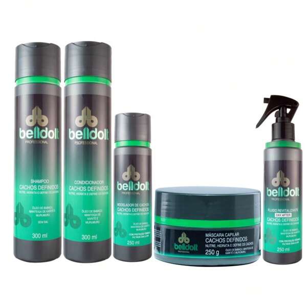 Kit Tratamento Capilar Completo Cachos Definidos Belldolt Professional Nutre, Hidrata e Define os Cachos