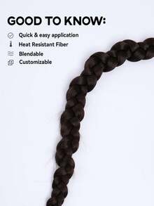 2 Pieces 24 Inch Long Boxing Braid Ponytail With Rubber Band Hair Ring Synthetic Boxing Braids Crochet Braid Hair Extensions For Women Daily Wear - Black-brown - View 5