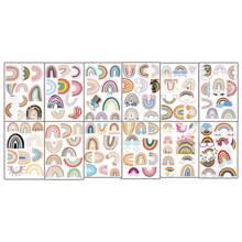 100款風格（10貼）彩虹暫時性紋身貼紙,可愛的卡通美學貼紙,理想的diy、獎勵、兒童青少年成年人萬聖節聖誕生日派對用品、裝飾和禮品 - 彩色 - 查看 4