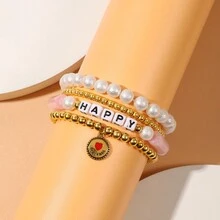 4pcs Beads Peace Letter Bracelets With Love Pendant For Women Girls Gifts Friends - Peace Single Piece - View 13