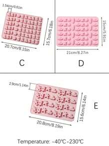 1pc Pink Cartoon Fruit & Animal Silicone Mold, Cute Mini Candy/Ice Cube/Jelly/Chocolate DIY Kitchen Mold, Suitable For Home Parties, Daily Snacks, Celebrations. Includes Silicone 66-Cavity 3D Candy, Chocolate, Gummy Mold, Baking Tools - Bear, Dinosaur, Animal, Insect, Cloud, Heart Designs