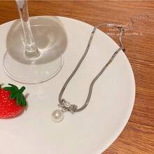 1 Pc New Style Elegant Bow And Snake Bone Link Fashion Pearl Butterfly Pendant Necklace - Butterfly - View 6