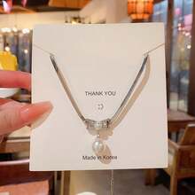 1 Pc New Style Elegant Bow And Snake Bone Link Fashion Pearl Butterfly Pendant Necklace - Butterfly - View 5