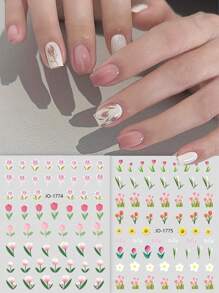 2 Pcs Of Tulip Nail Art Stickers DIY - Multicolor - View 2