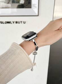 1入T形金屬手錶帶，適用於蘋果手錶Ultra/Se/8/7/6/5/4/3/2/1，適用於38/40/41/42/44/45/49mm - 銀色 - 查看 3