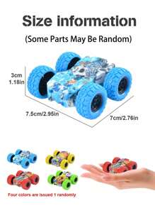 1件随机颜色迷你双面惯性车特技360°翻转儿童益智玩具车室内外动力攀爬车防摔越野车生日礼物（部分零件随机） - 彩色 - 查看 2