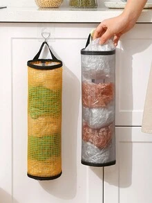 1pc Hanging Garbage Bag Storage Bag, Kitchen Wall Mount Storage Pouch, Plastic Bag Organizer For Collecting Miscellaneous Storage Items - Grey - View 5