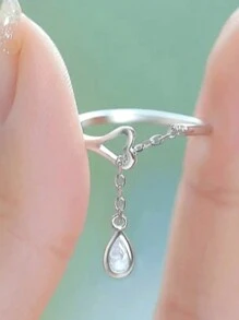 1 件時尚方晶鋯石女式戒指結婚訂婚週年紀念派對戒指首飾情人節禮物 - 1# - 查看 13