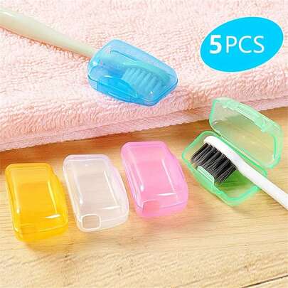 5/10pcs Portable Lightweight Toothbrush Case, Practical Travel Toothbrush Organizer And Storage Box, Women's Fashionable & Minimalist Toothbrush Holder And Travel Accessory