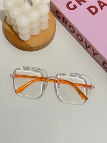 方形无框电脑镜架时尚眼镜，男女通用。适合日常佩戴、摄影、户外聚会 - 彩色 - 查看 24