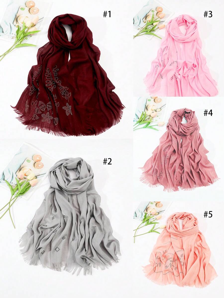 New Arrival Women's Stylish Rhinestone Decor Scarf Suitable For All Seasons, Casual Daily Wear - Multicolor - View 1