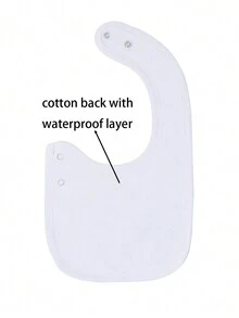 6入組卡通印花防水圍兜,男女兒童適用,可調節扣環,適用於任何季節 - 白色 - 查看 3