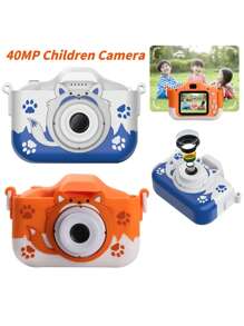 Cámara digital infantil 1080p de alta definición 20mp cámara infantil incorporada cargador USB Cámara de juego Cámara de silicona antisísmica - Azul - Ver 1