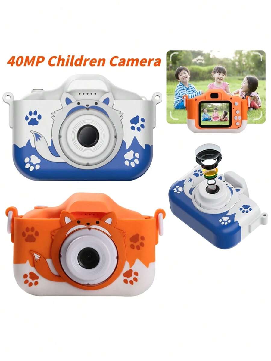 Cámara digital infantil 1080p de alta definición 20mp cámara infantil incorporada cargador USB Cámara de juego Cámara de silicona antisísmica - Azul - Ver 1