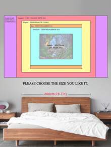 1入森林風景印花檯布,現代風格聚酯纖維方形掛毯,適用於客廳臥室裝飾 - 彩色 - 查看 2