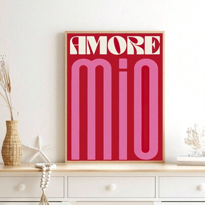 1pc Canvas Poster, Arte Moderna, Inspirado Música Impressão Pôsteres, Amore Mio Impressão Arte Cartaz, Presente Ideal Para Quarto Sala De Estar Corredor, Arte De Parede, Decoração De Parede, Decoração De Outono, Decoração De Parede, Decoração De Quarto, Sem Moldura