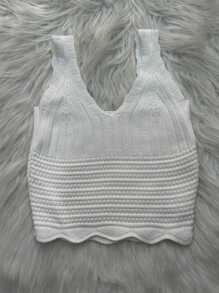 Women Knit Tops - 白色 - 查看 1