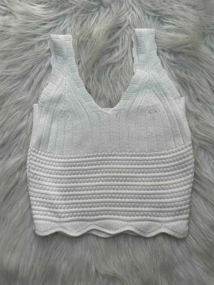 Women Knit Tops - 白色 - 查看 1