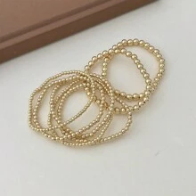 时尚简约串珠手链套装，适合女性日常和节日佩戴 - 金色 - 查看 4