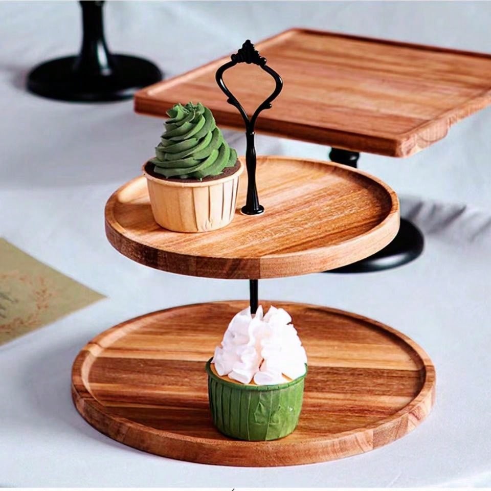 1pc Forest Style Dessert Table, Wedding Prop Pastry Tray With Double