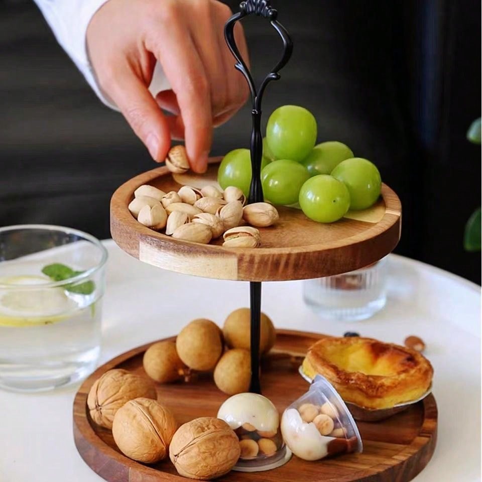 1pc Forest Style Dessert Table, Wedding Prop Pastry Tray With Double