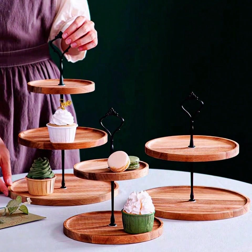 1pc Forest Style Dessert Table, Wedding Prop Pastry Tray With Double