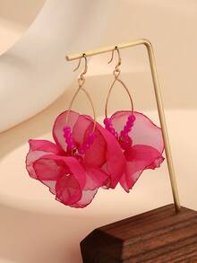 迷人的花朵蕾絲花瓣女式耳環 - 彩色 - 查看 18