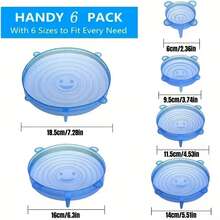 6入組可重複使用的矽膠彈性食物保鮮蓋,適用於食物碗裝蓋,多功能密封保鮮蓋,水果、蔬菜和其他食物的存儲和保鮮,易於清洗,可重複使用。可用於戶外野餐、露營、廚房等場所 - 白色 - 查看 11