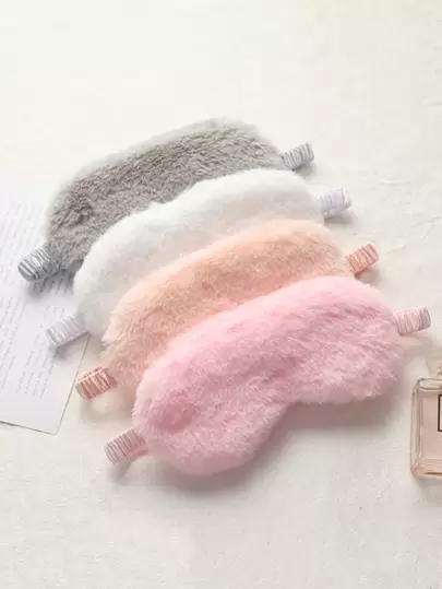 1個柔軟舒適的睡眠眼罩,純色遮光毛絨眼罩,適用於旅行休息、午睡,顏色隨機