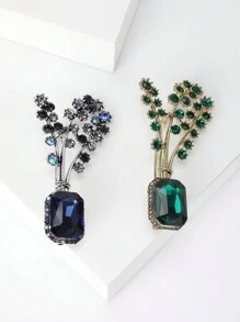 1pc Fashionable Rhinestone Flower Pot Shaped Brooch Suitable For Women's Daily Wear - Flower - View 1