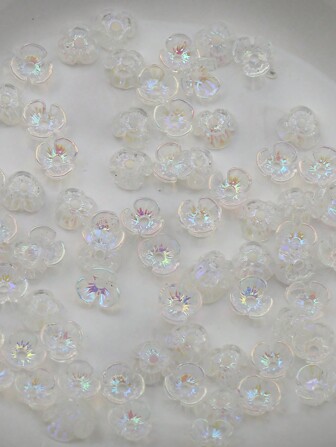 50pcs Resin Three Petals Seashell Flower Beads With Hole For Diy Handmade Jewelry Accessories, Hair Accessories Material, 6mm