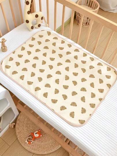 1 pezzo Tappetino per il cambio pannolino per bambini impermeabile e assorbente con motivo a orsetto dei cartoni animati, morbido e lavabile, reversibile per l'uso durante tutto l'anno festa di nascità Decorazioni per la famiglia Regali