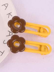 2 件裝兒童彩色卡通 3d 花髮夾短髮、流蘇、側夾、後腦勺髮飾 - 彩色 - 查看 6