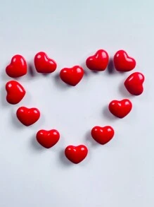 1pc Resin Heart-Shaped Fridge Magnet, Valentine'S Day Gift - Red - View 3