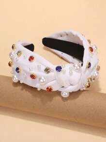 1入女士國慶日珍珠結扣頭帶 - 白色 - 查看 2