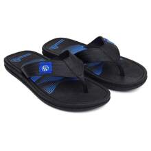 Men Flip Flops & Slides - 黑色和藍色 - 查看 3