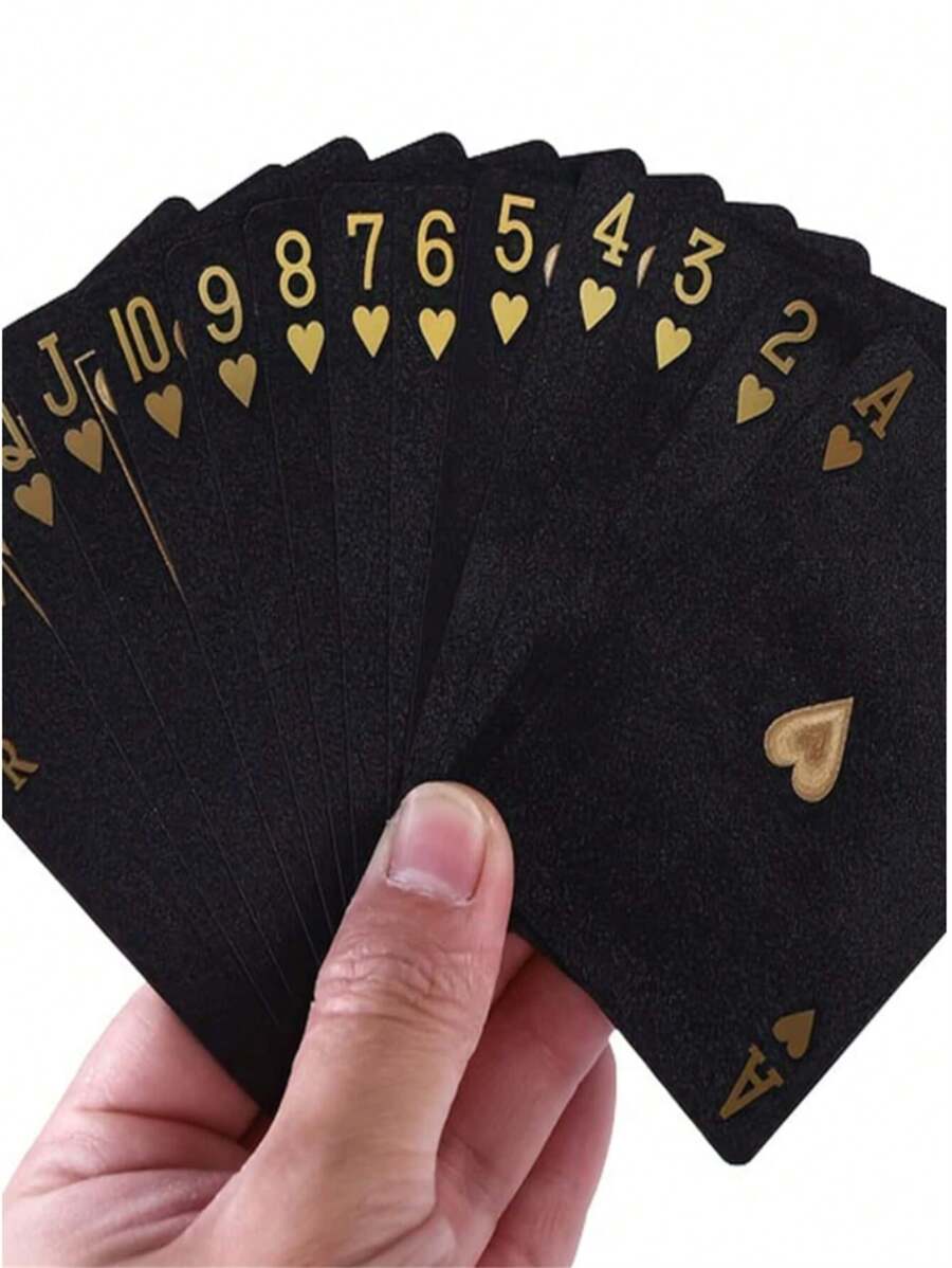 防水撲克牌,適用於派對萬聖節聖誕節的塑料撲克牌 - 黑色 - 查看 1