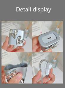 卡通闪亮心形1.5米绕线器+固线器+防断充电头+20w快充数据线 4件套 兼容数据线保护器、充电器保护器 - 灰色 - 查看 4