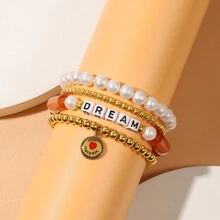 4pcs Beads Peace Letter Bracelets With Love Pendant For Women Girls Gifts Friends - Peace Single Piece - View 10