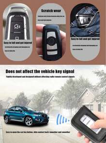 1入組帶窗口拉鍊式通用汽車鑰匙套（韓式/日式風格） - 藍色 - 查看 5