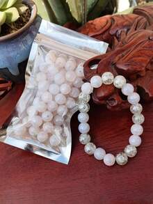 1包（46入）10mm漸變花卉印花水晶珠,適用於手工diy裝飾,窗簾,珠寶製作,感恩節,復活節,新年,情人節,節日裝飾,鑰匙扣,掛墜,新年禮物,袋子和配件。水晶可緩解壓力,提高工作效率,適用於高檔聚會,收藏,精美禮品和派對禮物。 - 粉紅玉碎花 - 查看 5