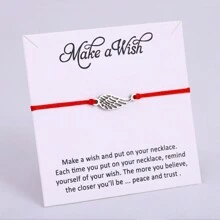 1 Piece Stainless Steel Family Mom Infinity Heart Angel Wing Handcuff Charm Bracelet Adjustable Macramme Closure Bracelet For Women - Multicolor - View 5