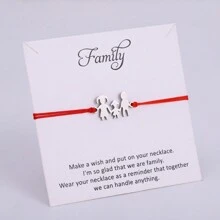 1 Piece Stainless Steel Family Mom Infinity Heart Angel Wing Handcuff Charm Bracelet Adjustable Macramme Closure Bracelet For Women - Multicolor - View 2