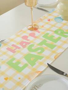 1pc New Easter Festival Scene Decoration Table Runner, Party Decoration Long Tablecloth, Dust Prevention, Beautification, Atmosphere Enhancement, Popular Western-Style Table Runner - Multicolor - View 5