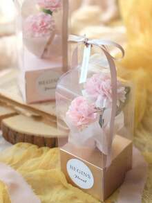 1入組/2合1透明自己動手裝禮物包裝盒,適用於情人節花卉包裝,婚禮上的玫瑰花店花卉容器、糖果包裝 - 玫瑰金 - 查看 2
