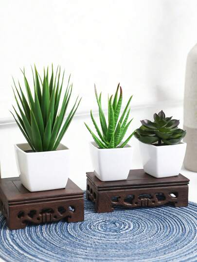 1pc/3pcs Artificial Mini Potted Plants - Modern Home Plastic Decorative Plants For Indoor Outdoor Garden Decor