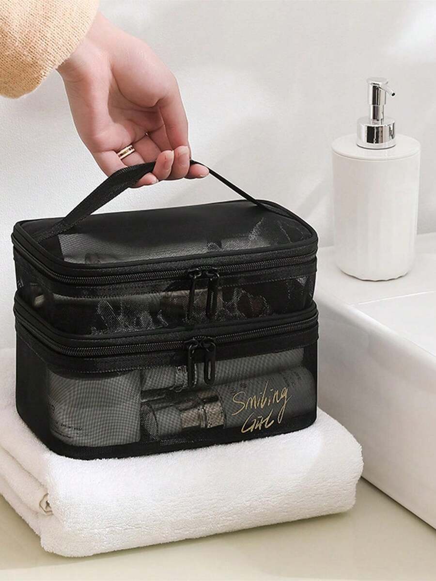 1個尼龍雙層網狀透明收納袋,附手把 - 彩色 - 查看 1